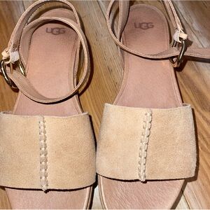 Ugg platform sandals, wrap around ankle strap. Suede/leather -
